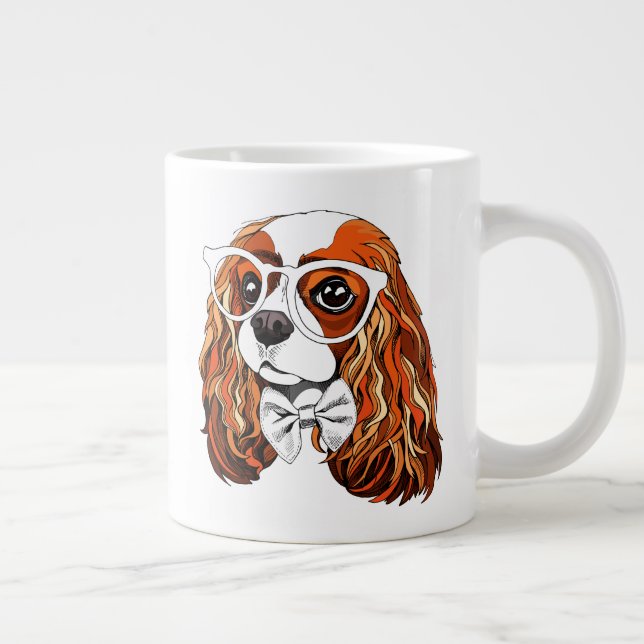Taza De Café Gigante Retrato del rey Charles Spaniel (Derecha)
