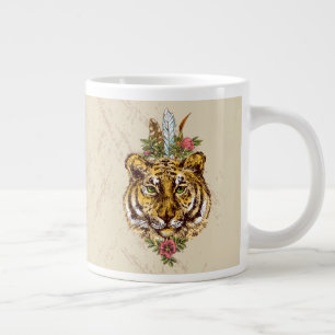 Taza De Café Gigante Retrato estilo Tigre Boho