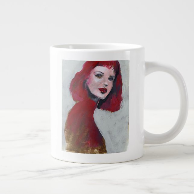 Taza De Café Gigante Retrato Fem - Rojo (Derecha)