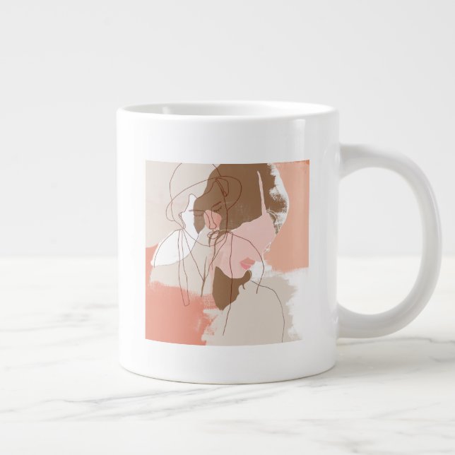 Taza De Café Gigante Retrato femenino de contorno pintado (Derecha)