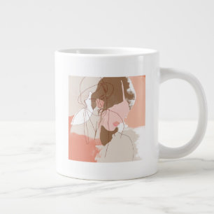 Taza De Café Gigante Retrato femenino de contour pintado