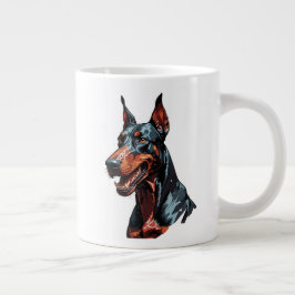Taza De Café Gigante Retrato fiero de Doberman Perro agresivo regalo