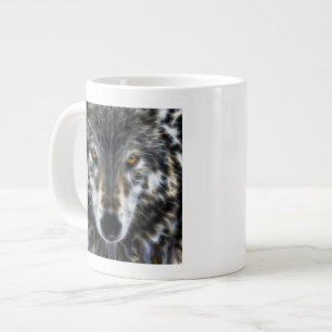 Taza De Café Gigante Retrato gráfico inspirador del lobo
