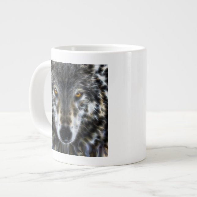 Taza De Café Gigante Retrato gráfico inspirador del lobo (Izquierda)