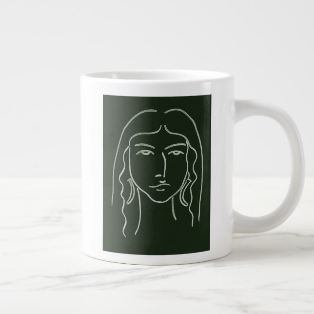 Taza De Café Gigante Retrato malaquita con pelo largo (Derecha)