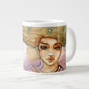 Taza De Café Gigante Retrato y mujer abstractos del bonito