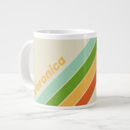 Taza De Café Gigante Retro ABC Calles Rayadas con Nombre