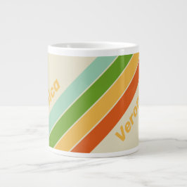 Taza De Café Gigante Retro ABC Calles Rayadas con Nombre