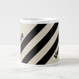 Taza De Café Gigante Retro Alabastro Tres Rayas con Nombre