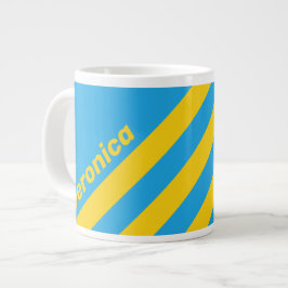 Taza De Café Gigante Retro Aqua Reef Tres Rayas con Nombre