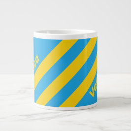 Taza De Café Gigante Retro Aqua Reef Tres Rayas con Nombre