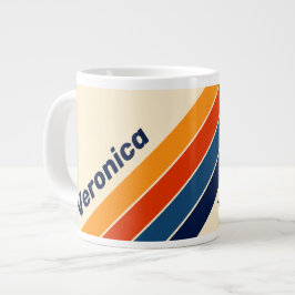 Taza De Café Gigante Retro Arcoíris a Rayas del Desierto con Nombre