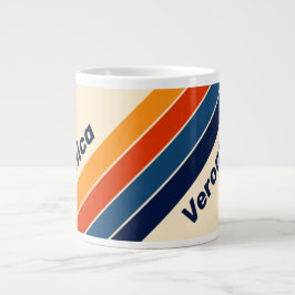Taza De Café Gigante Retro Arcoíris a Rayas del Desierto con Nombre