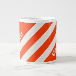 Taza De Café Gigante Retro Atardecer Naranja Tres Franjas con Nombre