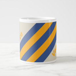 Taza De Café Gigante Retro Azul Aplastar Rayas de la puesta del sol con