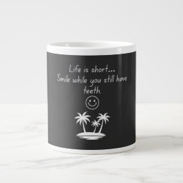 Taza De Café Gigante Retro Beach Vibe Smiley Face Tee - Funny Humor 