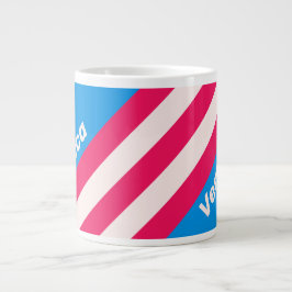 Taza De Café Gigante Retro Blue Crush Stripes with Name