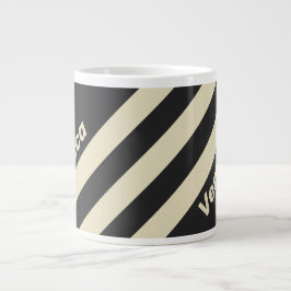 Taza De Café Gigante Retro Charcoal Three Stripes with Name