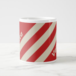 Taza De Café Gigante Retro Crimson Tres Franjas con Nombre