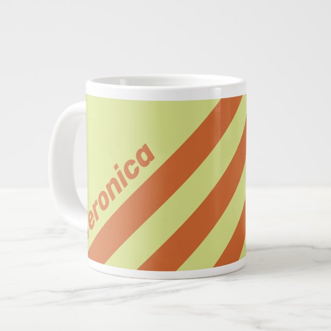 Taza De Café Gigante Retro Desert Cactus Three Stripes with Name (Izquierda)