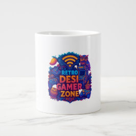 Taza De Café Gigante Retro Desi Gamer Zone Mug - Neon Gaming Coffee Cup