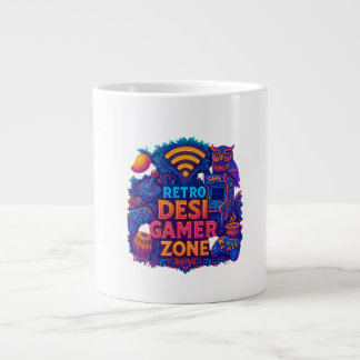 Taza De Café Gigante Retro Desi Gamer Zone Mug - Neon Gaming Coffee Cup