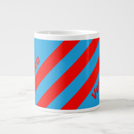 Taza De Café Gigante Retro Electric Blue Red Three Stripes with Name