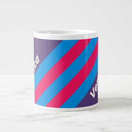Taza De Café Gigante Retro Electric Grape Stripes with Name