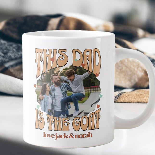 Taza De Café Gigante Retro Este papá es la foto de cabra (Giant GOAT mug for greatest dad of all time)