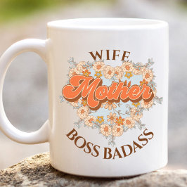 Taza De Café Gigante Retro Funny Esposa Madre Jefe Badass Día de la Mad