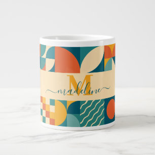 Taza De Café Gigante Retro Geométrico Personalizado