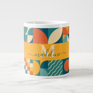 Taza De Café Gigante Retro Geométrico Personalizado