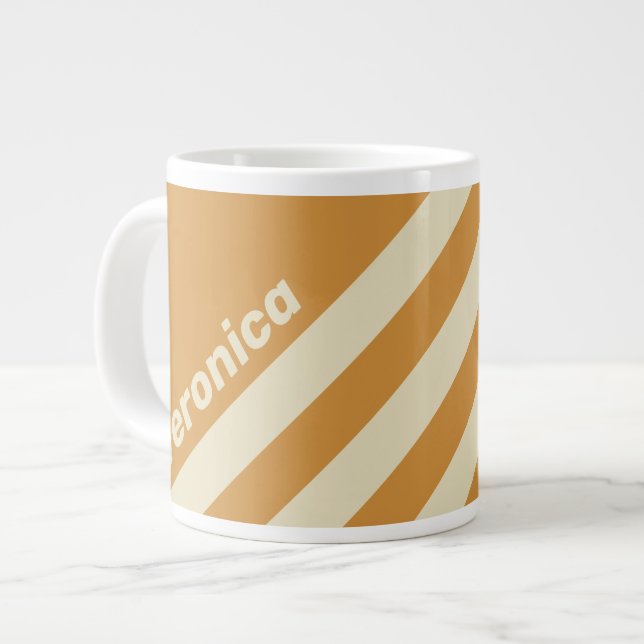 Taza De Café Gigante Retro Golden Horizon Three Stripes with Name (Izquierda)