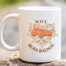 Taza De Café Gigante Retro Graciosa Esposa Corazón Mamá Jefe Badass Reg