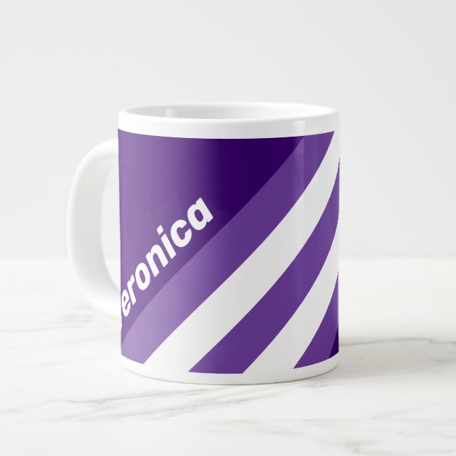 Taza De Café Gigante Retro Grapevine Grove Stripes with Name (Izquierda)