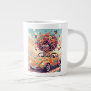 Taza De Café Gigante Retro Groovy Poder de la Flor de los 70