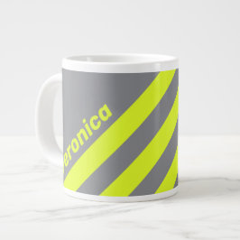 Taza De Café Gigante Retro HI VIS Tres Franjas con Nombre