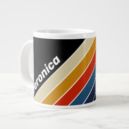Taza De Café Gigante Retro Hielo Rayado Arcoíris con Nombre