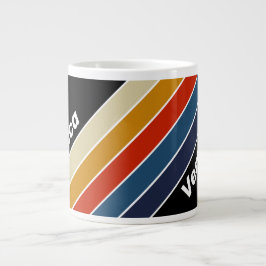 Taza De Café Gigante Retro Hielo Rayado Arcoíris con Nombre
