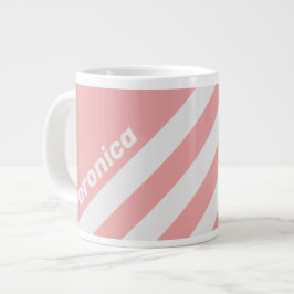 Taza De Café Gigante Retro Kiss Tres Rayas con Nombre