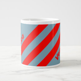 Taza De Café Gigante Retro Mar Rojo Tres Franjas con Nombre