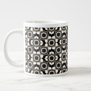 Taza De Café Gigante Retro Mediterráneo Negro Gris Blanco