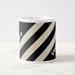 Taza De Café Gigante Retro Midnight Three Stripes with Name