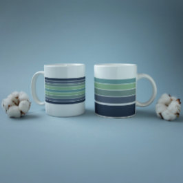 Taza De Café Gigante Retro/Mod Blue y Green Stried