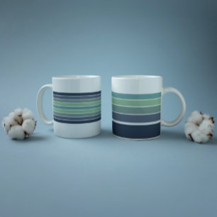 Taza De Café Gigante Retro/Mod Blue y Green Stried