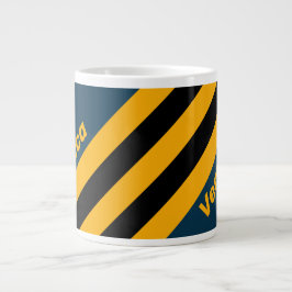 Taza De Café Gigante Retro Moonlit Tide Stripes with Name