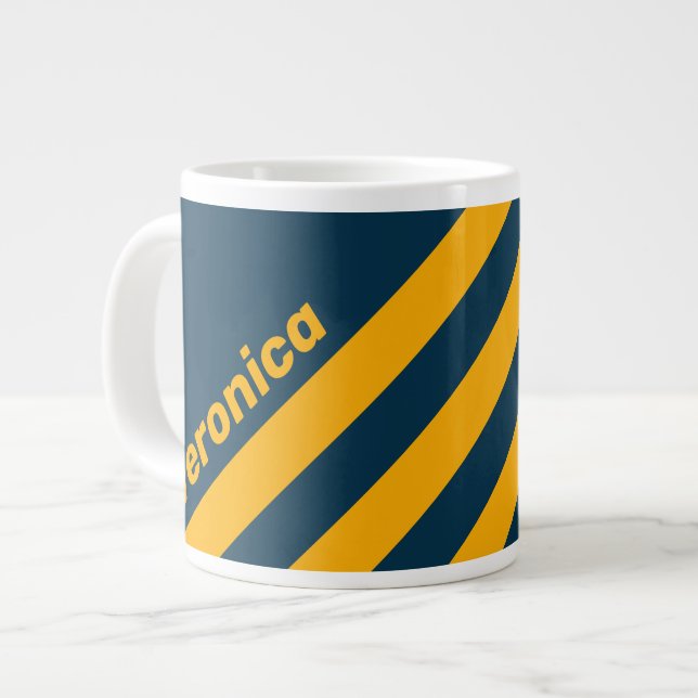 Taza De Café Gigante Retro Moonlit Tide Three Stripes with Name (Izquierda)