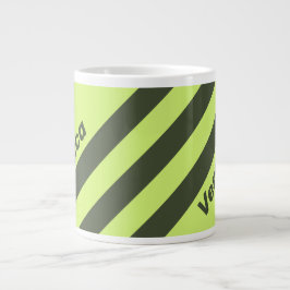 Taza De Café Gigante Retro Musgo Desvanecido Tres Rayas con Nombre