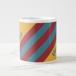Taza De Café Gigante Retro Mustard Seed Stripes with Name
