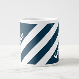 Taza De Café Gigante Retro Navy Three Stripes with Name